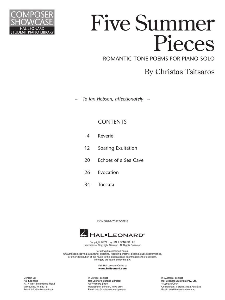 Hal Leonard Five Summer Pieces Manuscript 4 Hal Leonard Five Summer Pieces Manuscript