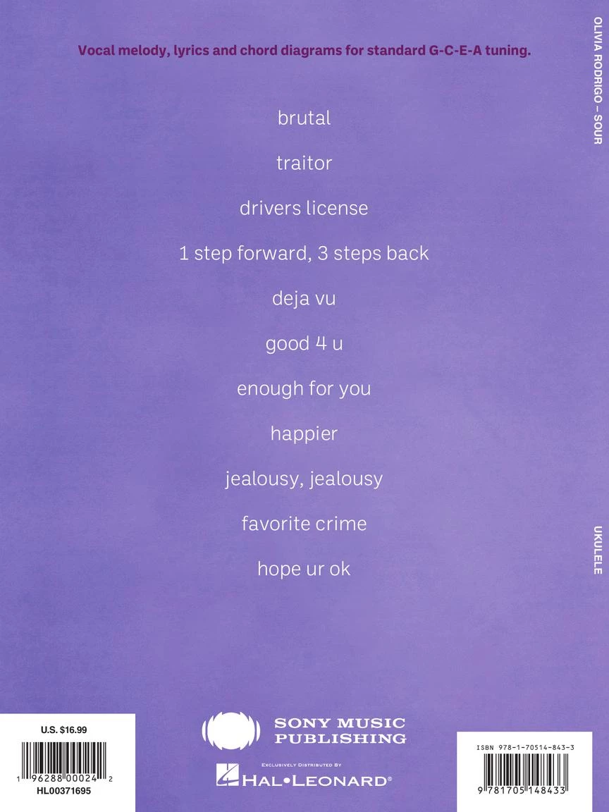 Hal Leonard Manuscript Olivia Rodrigo - Sour (Ukulele) 6 Hal Leonard Manuscript Olivia Rodrigo - Sour (Ukulele)