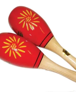 Crescendo Music Pair Of Wooden Maracas Red