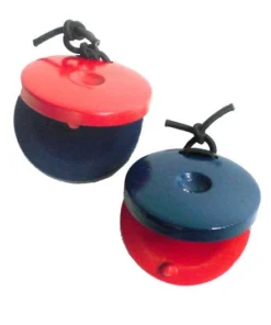 Crescendo Music Pair Of Red & Blue Wooden Finger Castanets Percussion
