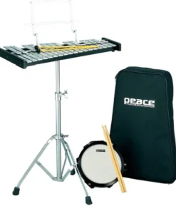 Crescendo Music Percussion Peace Bell Kit With 30-Note Glockenspiel, Stand, Mallets, Sticks, Practice Pad & Carrybag