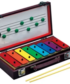 Opus Percussion 8-Note Resonator Bell Set In Wooden Case With Beaters & Magnetic Music Board