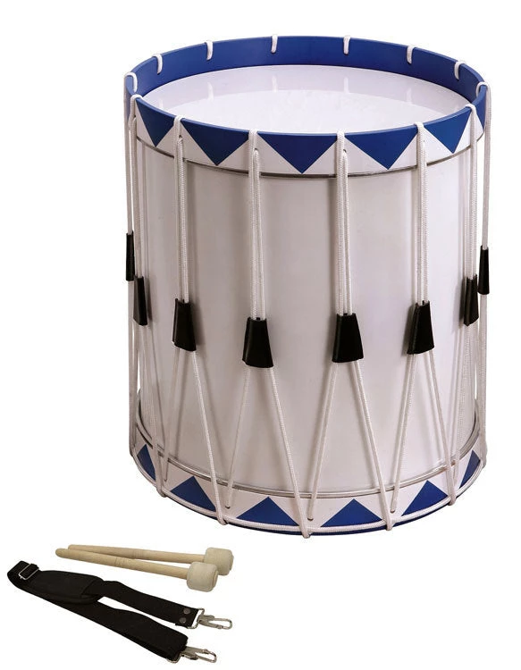 Opus Percussion Samba Drum In White & Blue With Carry Strap & Beaters (40cm X 49cm) 3 Opus Percussion Samba Drum In White & Blue With Carry Strap & Beaters (40cm X 49cm)