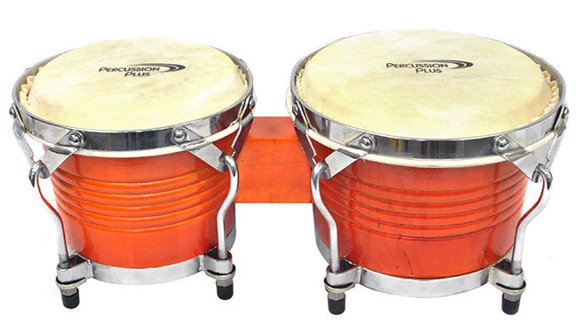 Percussion Plus Deluxe 6 & 7" Wooden Bongos In Gloss Lacquer Finish 3 Percussion Plus Deluxe 6 & 7" Wooden Bongos In Gloss Lacquer Finish