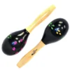 Percussion Plus Wooden Maracas In Black & Patterned Finish