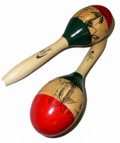 Percussion Plus Wooden Maracas In 3-Tone & Patterned Finish