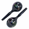 Percussion Plus Large Wooden Maracas In Black & Patterned Finish