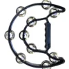 Percussion Plus Half Moon Tambourine With 10-Double Rows Of Jingles In Black