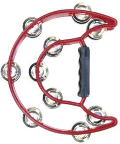 Percussion Plus Half Moon Tambourine With 10-Double Rows Of Jingles In Black