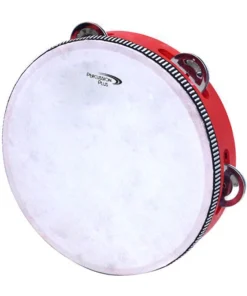 Percussion Plus 8" Wooden Tambourine With Head & 5-Single Rows Of Jingles