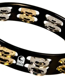 Toca Colorsound Acacia Hardwood 10" Tambourine In Black With Brass & Nickel Jingles Percussion